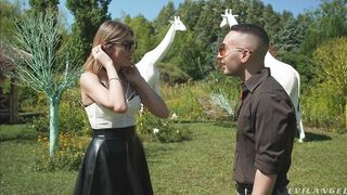 Blonde girl Fanta Sie gets anal fucked and facialed by the pool